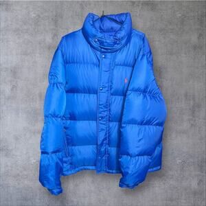 Polo Ralph Lauren Vtg Down Puffer Jacket Men Sz XL Royal Blue EUC